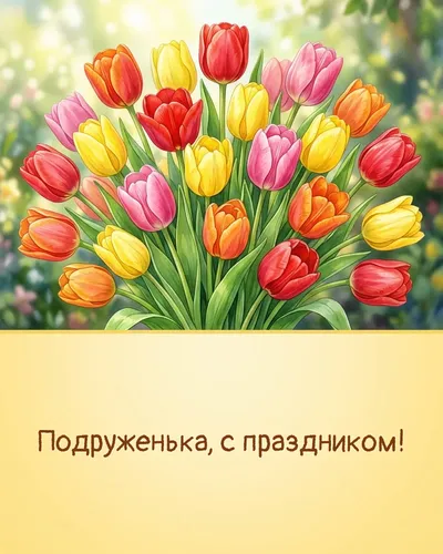 поздравительная открытка — Подруженька, с праздником!